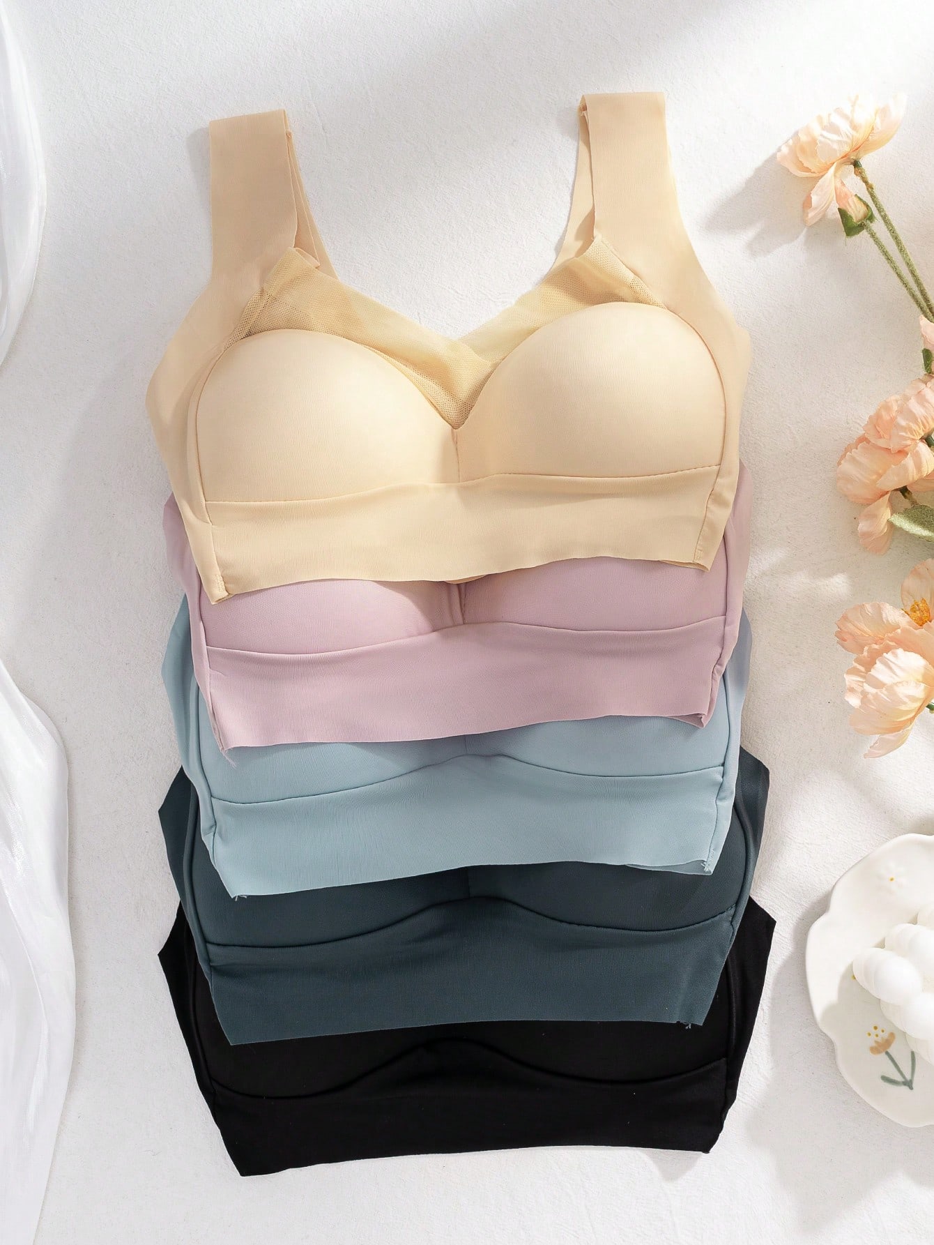 Sleep Bra Bralette - 5pcs Women Seamless Ice Silk Wireless