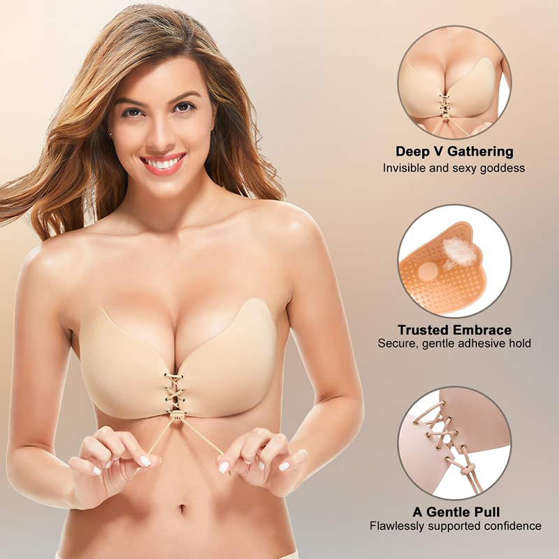 Strapless Bra Adhesive - 1/2 Pairs Women Summer Backless Strapless