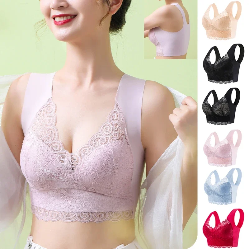 Sleep Bra Bralette - 1pcs Ice Silk Seamless Lace Bra