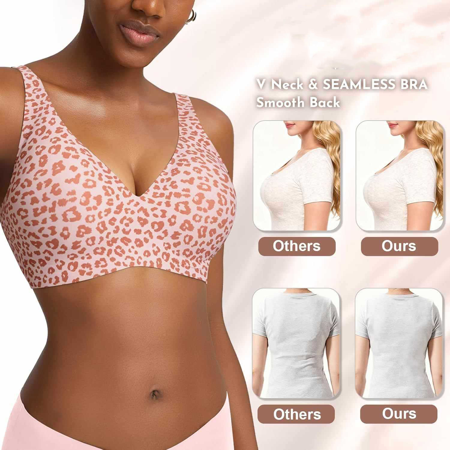 Women's Seamless Pink Leopard  - Minimizer Bra Women recension och pris