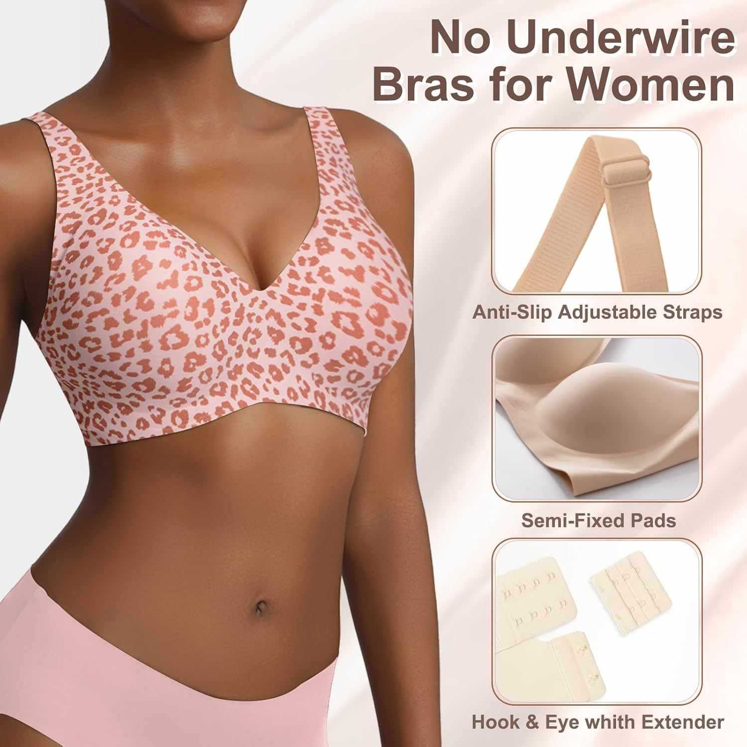 Women's Seamless Pink Leopard  - Minimizer Bra Women recension och pris