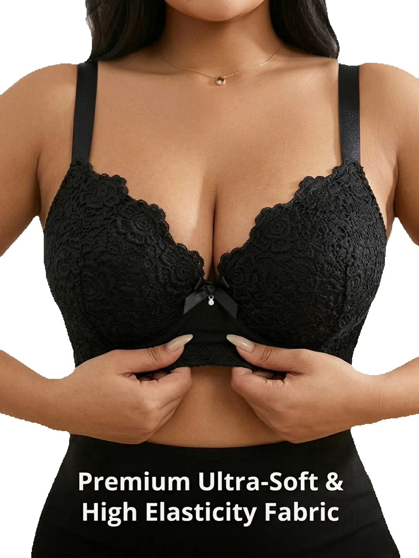 Women Plus Size Floral Push Up - Plunge Bra Push Up recension och pris