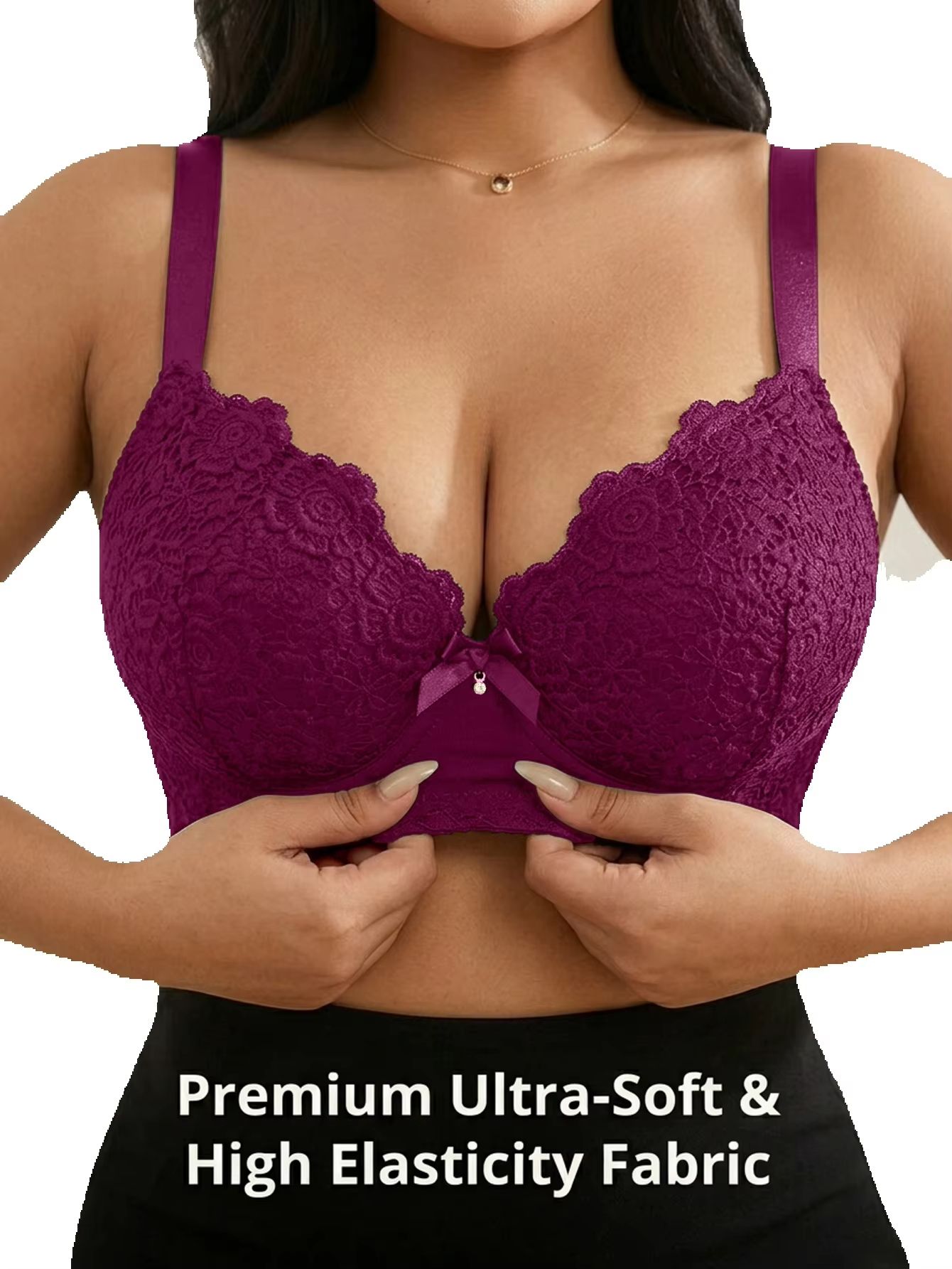 Women Plus Size Floral Push Up - Plunge Bra Push Up recension och pris