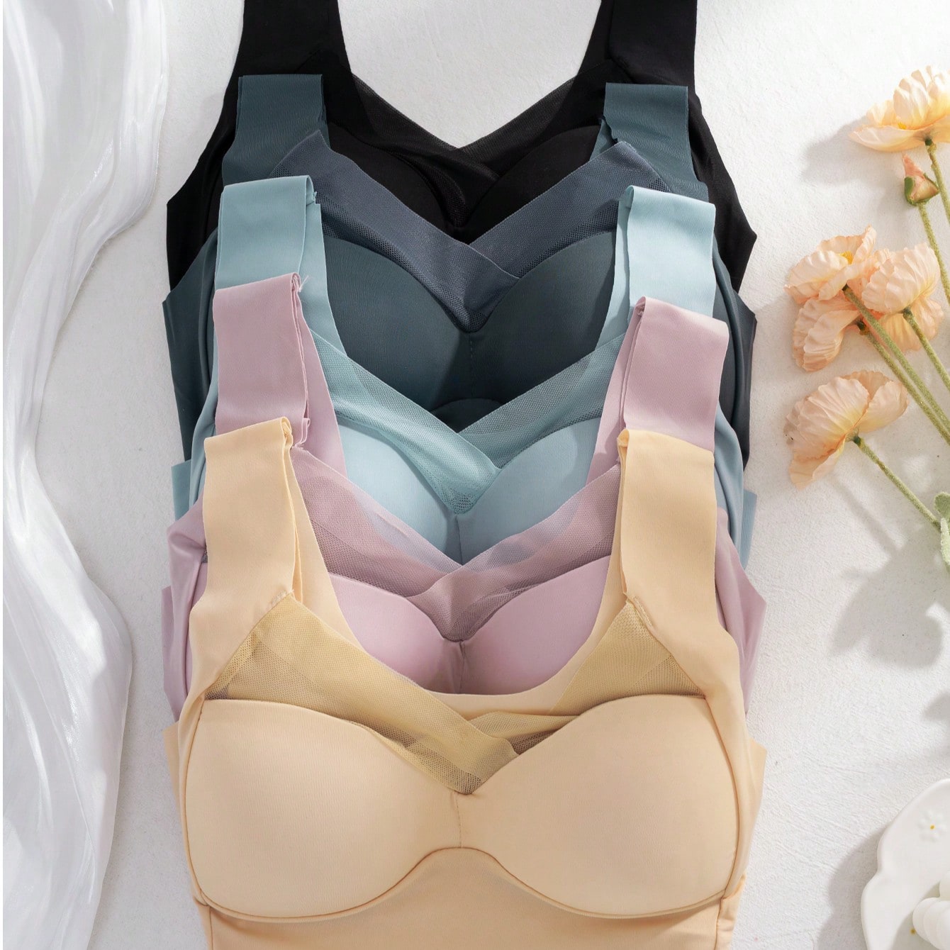 5pcs Women Seamless Ice Silk W - Sleep Bra Bralette recension och pris
