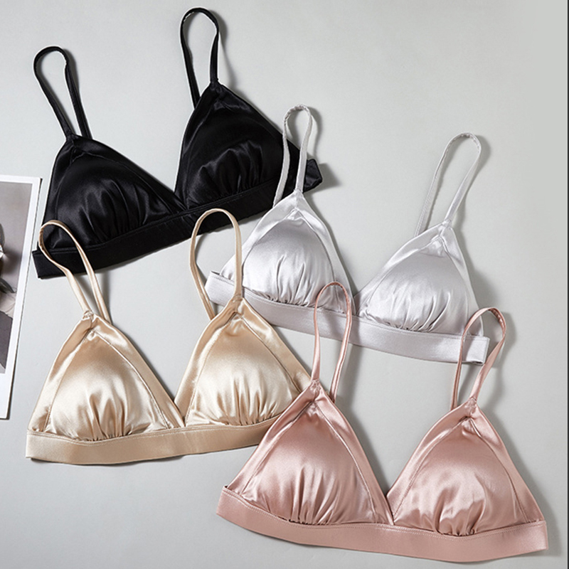 Luxury Real Silk Satin Wireles - Sleep Bra Bralette recension och pris