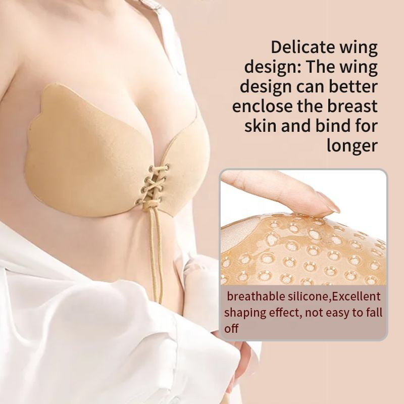 Wing shaped drawstring nude ba - Strapless Bra Adhesive recension och pris