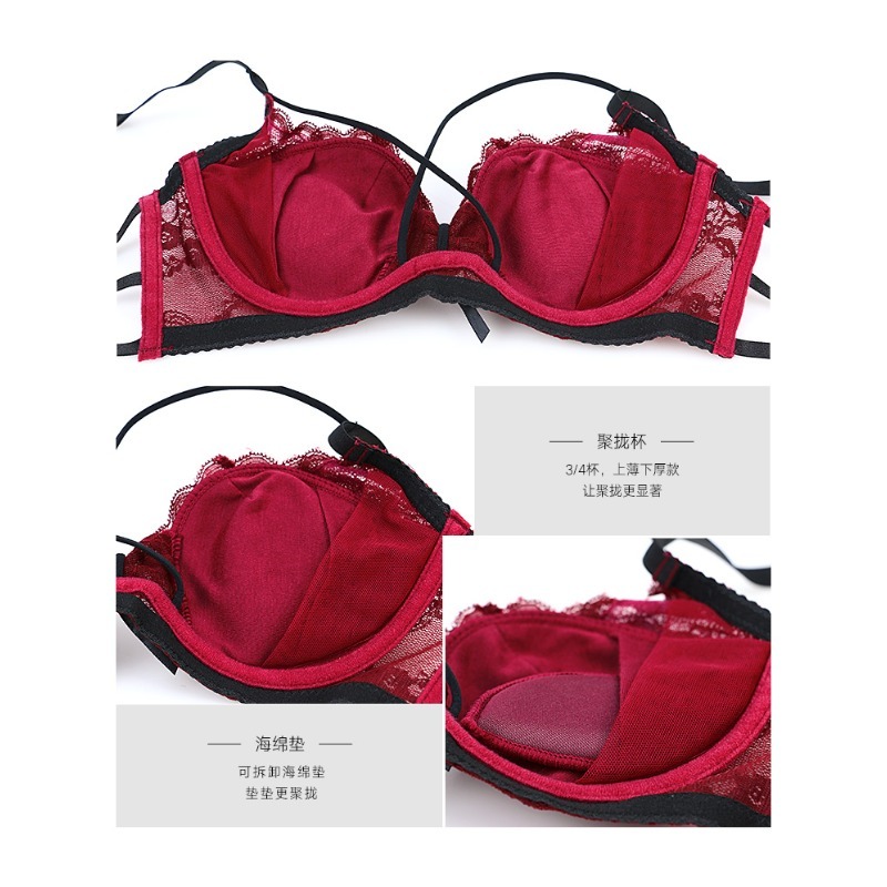 Elegant Lace Half Cup Bra Set, - Demi Bra Balconette recension och pris
